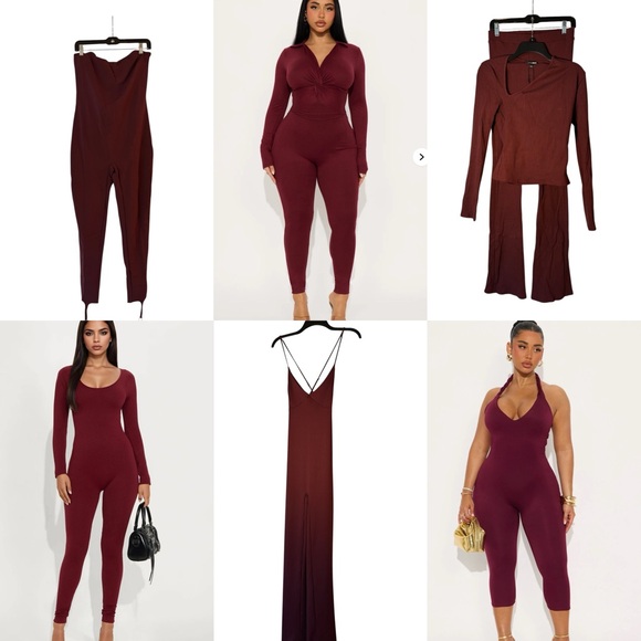 Fashion Nova Pants - Cardi B Deep Red Jumpsuits Collection Bundle 🆕